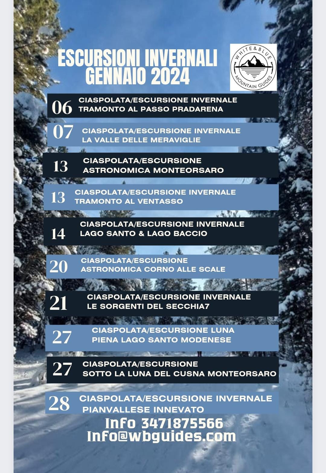 Escursioni Invernali gennaio 2024